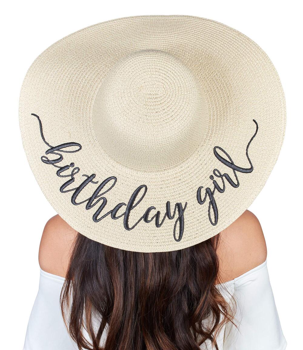 4606 Embroidered Straw Sun Floppy Hat Birthday Gift Party Favor Birthday